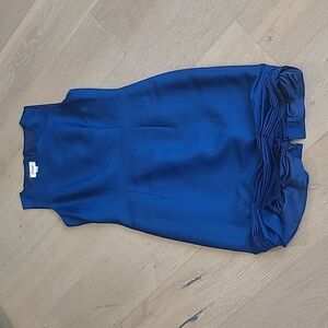 EUC Talbots Dress Women's sz 8 Blue 100% Silk Sleeveless Boatneck Midi Dress